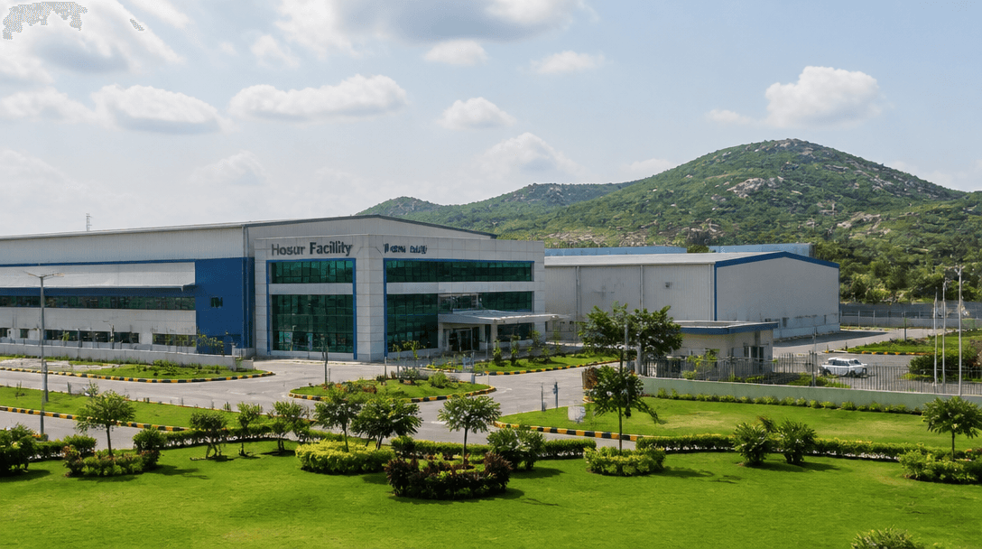 Hosur SIPCOT industrial area with multiple manufacturing units and hills in the background