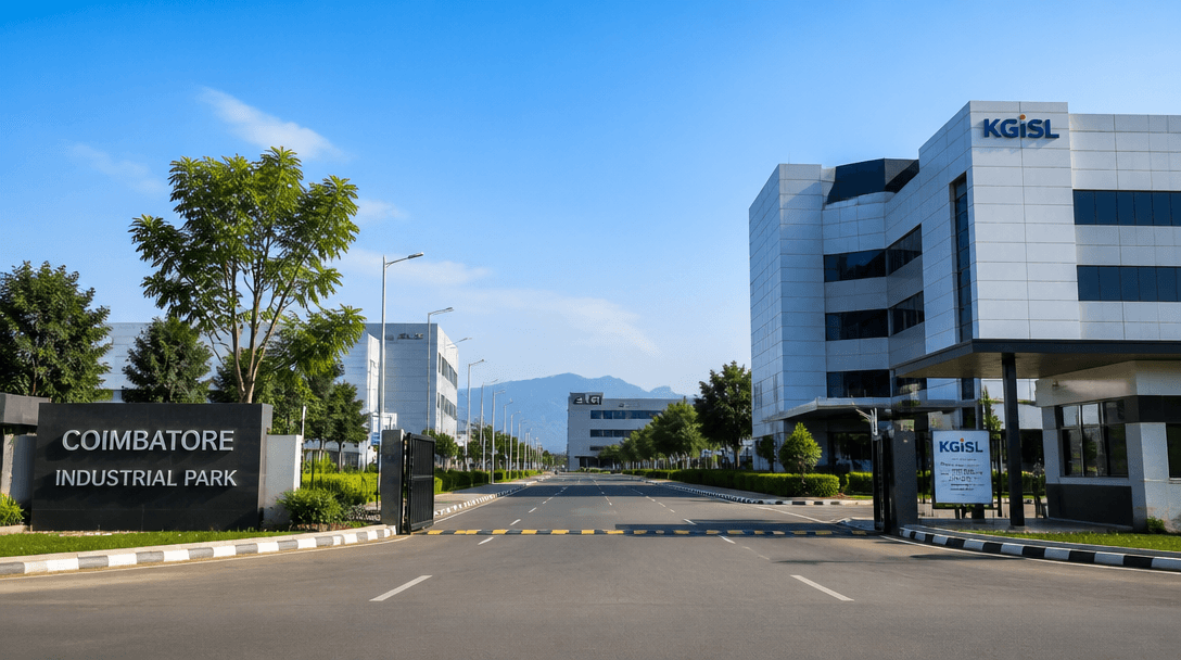 Coimbatore industrial area with manufacturing units and greenery