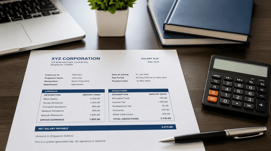 Young professional at a desk with financial documents in an Indian office