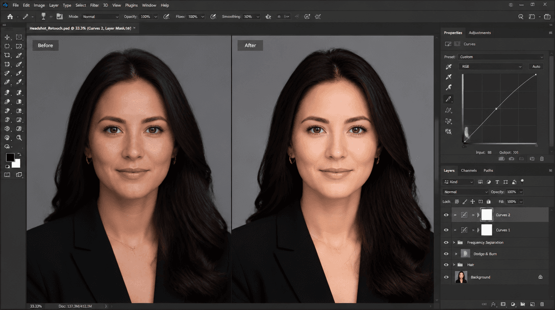 Professional headshot photo setup suitable for LinkedIn profiles