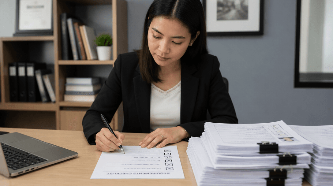 Neatly arranged educational certificates and photocopies in a clear file