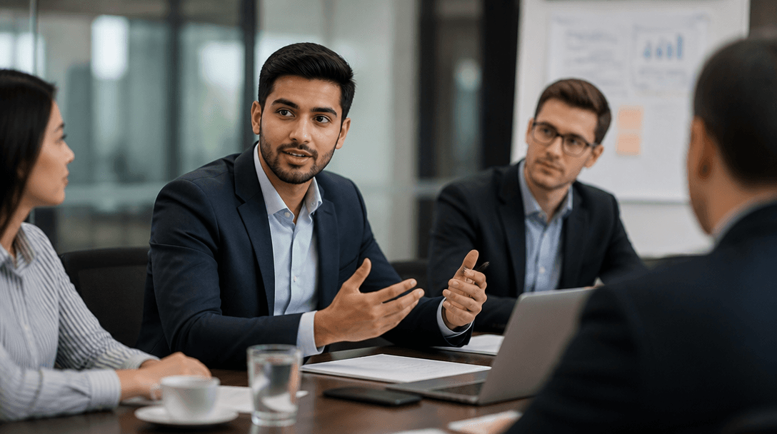 Candidate taking notes during a group discussion preparation session