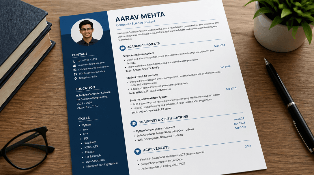 Fresh graduate building their first professional resume on a laptop