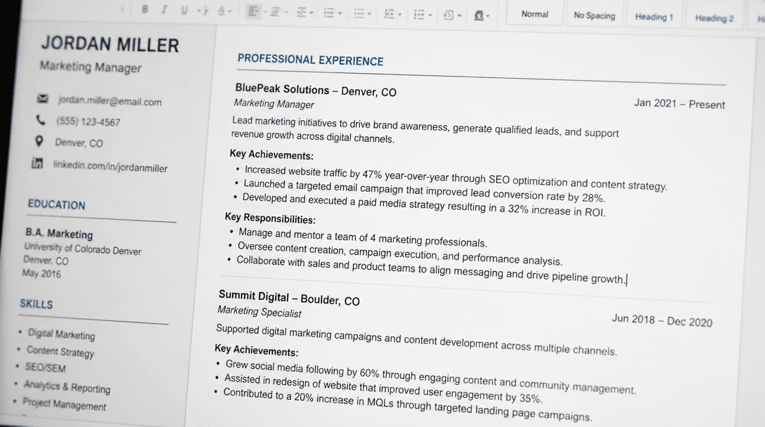 Before and after comparison of a fresher resume vs experienced resume